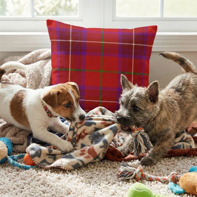 Vibrant Scottish Plaid - Rose Clan Tartan Throw Pillow (Creator Uploaded)