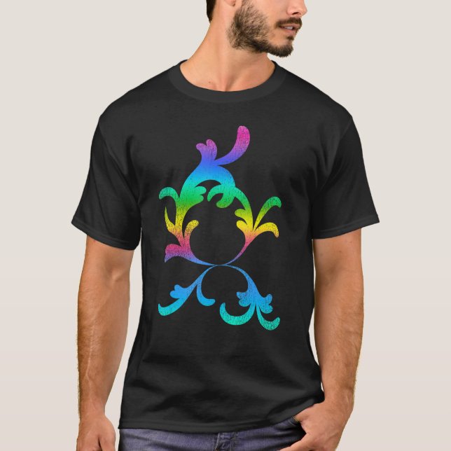 Vibrant Scrolls Vintage Distressed T-Shirt (Front)