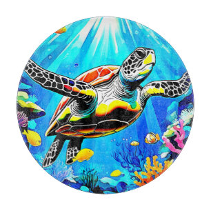 Vibrant Sea Turtle Dreamscape Cutting Board