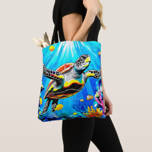 Vibrant Sea Turtle Dreamscape Tote Bag