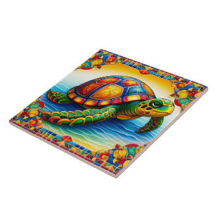 Vibrant Sea Turtle Tile Design