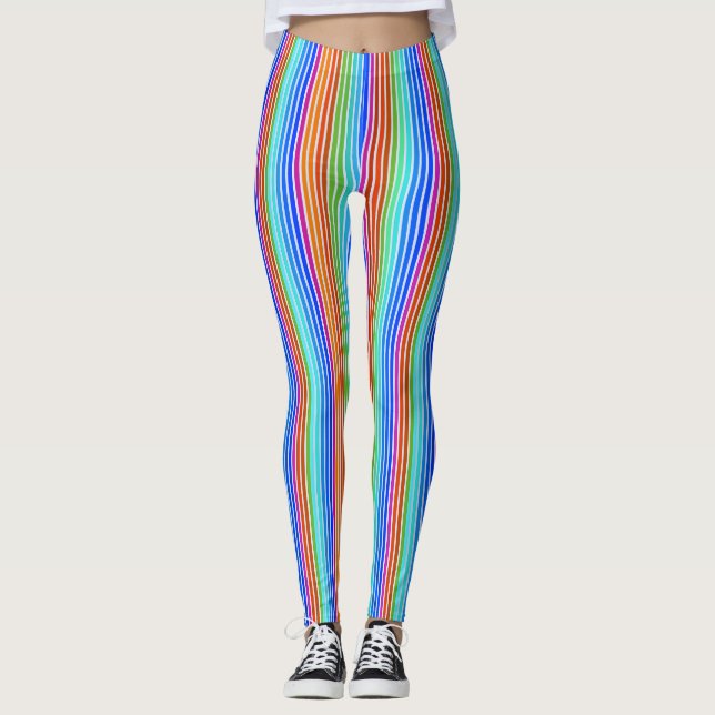 Vibrant Seamless Candy Stripes Leggings (Front)