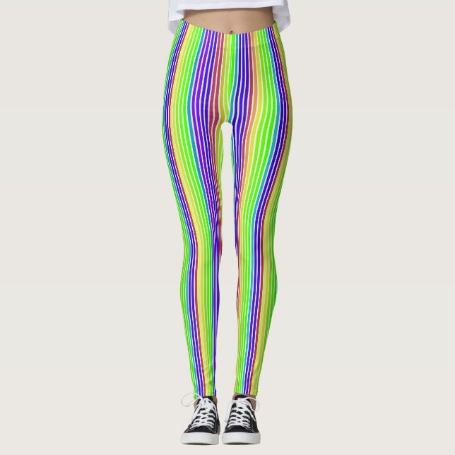 Vibrant Seamless Candy Stripes Leggings (Front)