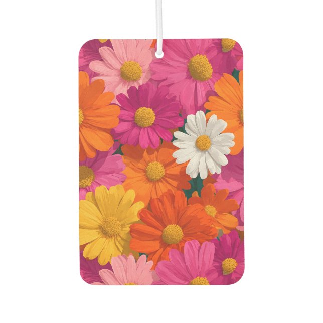 Vibrant Seamless Daisy Floral Pattern Air Freshener (Front)