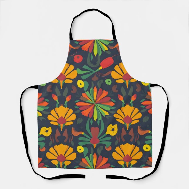 Vibrant Seamless Pattern Apron - Artistic Digital  (Front)