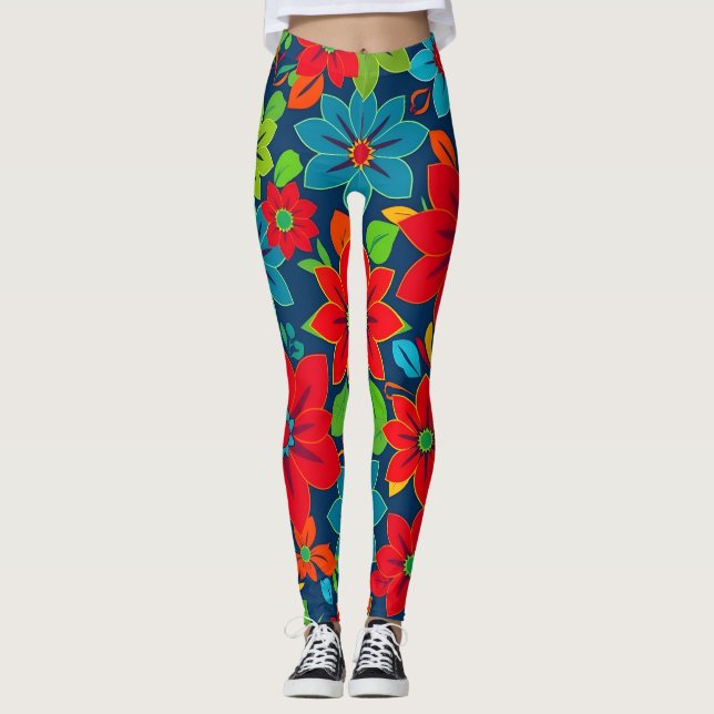 Vibrant Seamless Pattern Leggings - Home Decor Ins (Front)