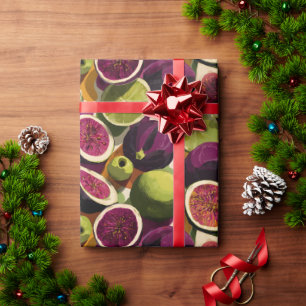 Vibrant Seamless Pattern of Sliced Figs and Limes Wrapping Paper