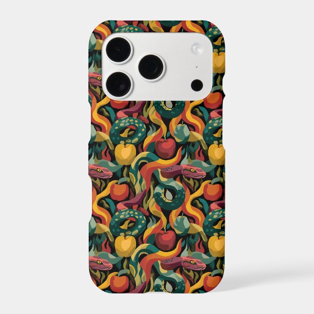 Vibrant Seamless Pattern with Snakes and Apples (Back)