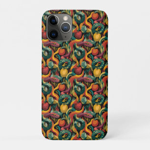 Vibrant Seamless Pattern with Snakes and Apples iPhone 11 Pro Case