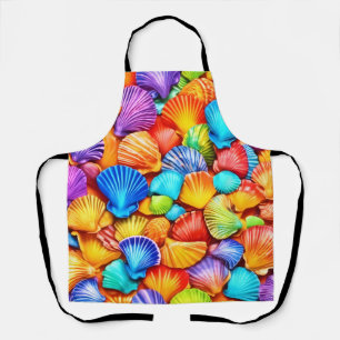 Vibrant Seashell Symphony Art Apron