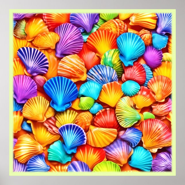 Vibrant Seashell Symphony Art Poster (Front)