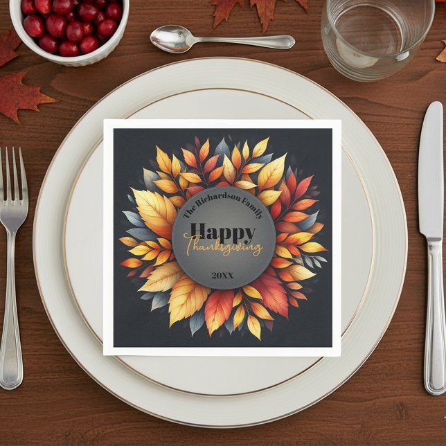 Vibrant Seasonal Autumn Foliage Thanksgiving Napkin (Creator Uploaded)