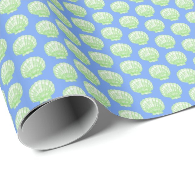 Vibrant Shell (Green and Blue) Wrapping Paper (Roll Corner)
