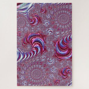 Vibrant Shiny Groovy Trippy Spiraling Fractal Art Jigsaw Puzzle