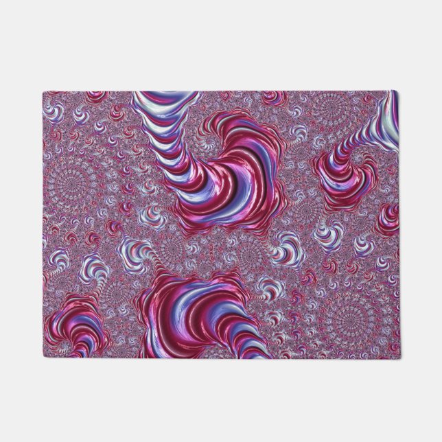Vibrant Shiny Groovy Trippy Spiralling Fractal Art Doormat (Front)