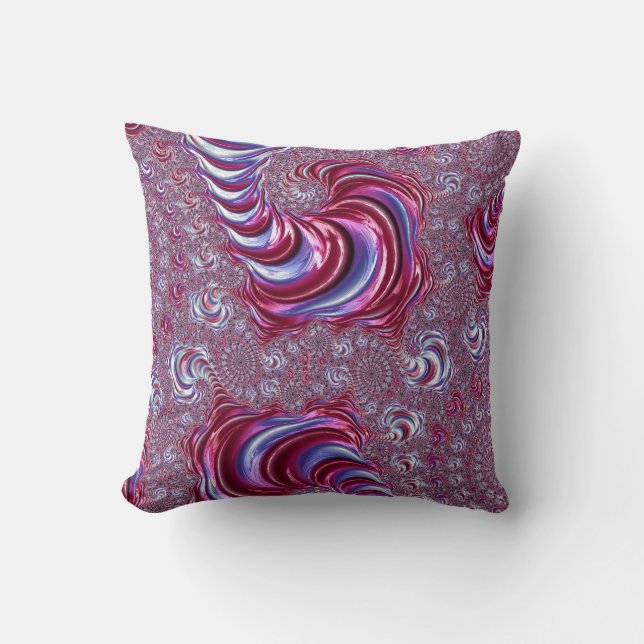 Vibrant Shiny Groovy Trippy Spiralling Fractal Art Throw Pillow (Front)