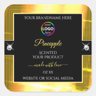 Vibrant Shiny Orange Black with Logo Product Label