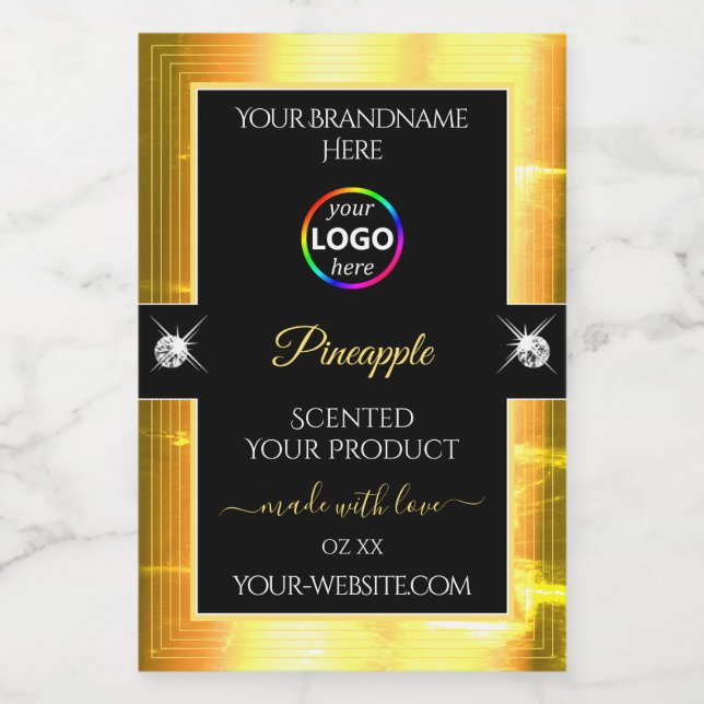 Vibrant Shiny Orange Black with Logo Product Label (Single Label)