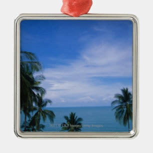 Vibrant shoreline metal ornament