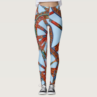 Vibrant Sicilian Cart Wheel Ornate Folk Art Leggin Leggings
