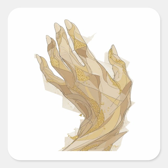 Vibrant Silver GOLDEN HANDS Sticker Print (Front)