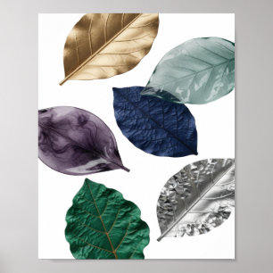 Vibrant Silver LEAFY 3D Text Art Poster