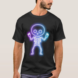 Vibrant SKELETON Ghost Glow Halloween Graphic T-Shirt