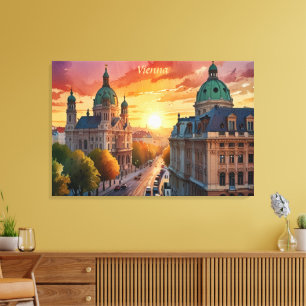 Vibrant Sketch of Vienna Monogram Canvas Print