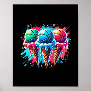 Vibrant Sketll Ice Cream Bold Summer Drip Design Poster