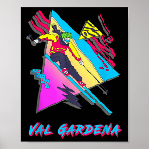Vibrant Skiing Artwork Val Gardena Ski Skier  Poster