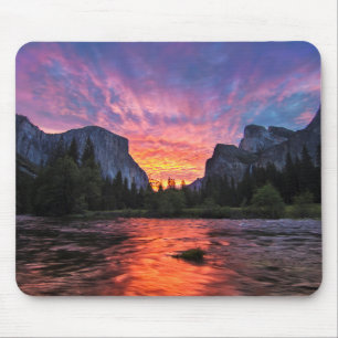 Vibrant Sky Yosemite Valley Mouse Pad
