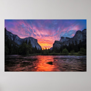 Vibrant Sky Yosemite Valley Poster