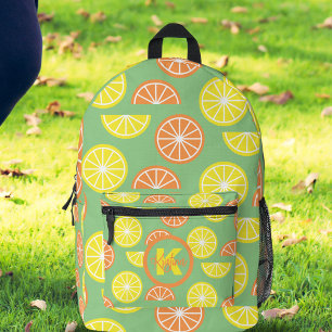 Vibrant Sliced Lemon Lime Orange Pattern Printed Backpack