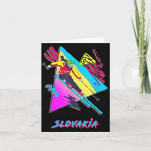 Vibrant slovakia ski retro art inspired skiing card