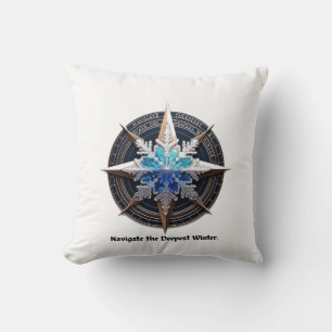 Vibrant Snowflake T-Shirt, Compass Metallic Art Throw Pillow