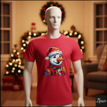 Vibrant Snowman Santa Hat Pop Art