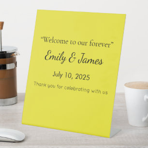 Vibrant Solid Yellow Background  Pedestal Sign