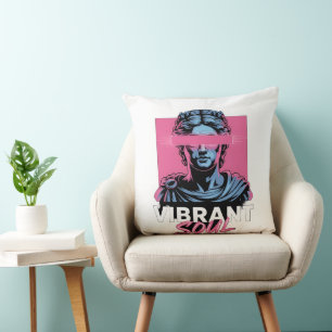 VIBRANT SOUL   Aesthetic Vaporwave Greek Statue  Throw Pillow