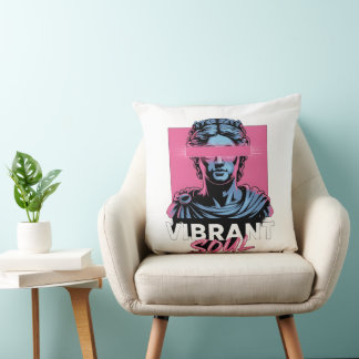 VIBRANT SOUL | Aesthetic Vaporwave Greek Statue  Throw Pillow