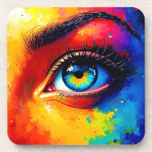 Vibrant Soul Colorful Eye Painting Coaster