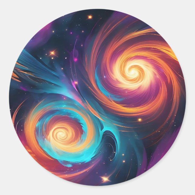 Vibrant Space Vortex Galactic Classic Round Sticker (Front)