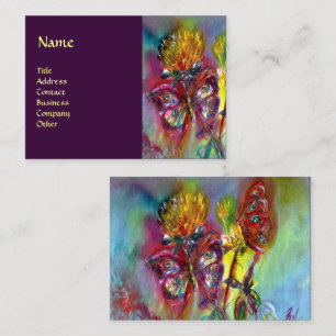 VIBRANT SPARKLING BUTTERFLIES IN BLUE,purple Business Card