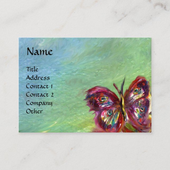 VIBRANT SPARKLING BUTTERFLIES IN BLUE,Teal Business Card (Front)