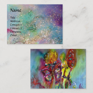 VIBRANT SPARKLING BUTTERFLIES IN BLUE,Teal Business Card
