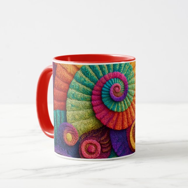 Vibrant Spiral Abstract Patterns Mug (Front Left)
