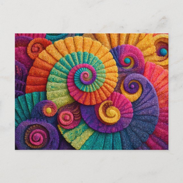 Vibrant Spiral Abstract Patterns Postcard (Front)