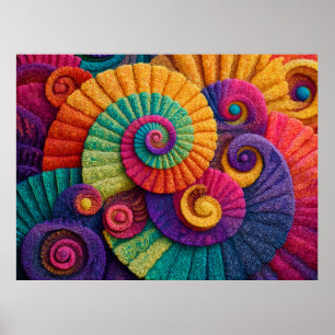 Vibrant Spiral Abstract Patterns Poster