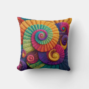Vibrant Spiral Abstract Patterns Throw Pillow