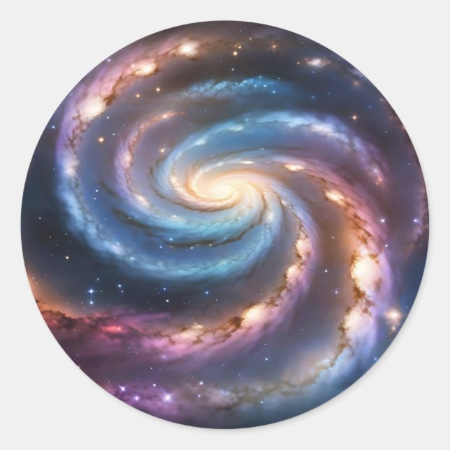 Vibrant Spiral Galaxy Classic Round Sticker (Front)