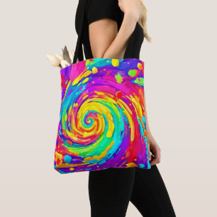 Vibrant Spiral Splash Colours Art Tote Bag